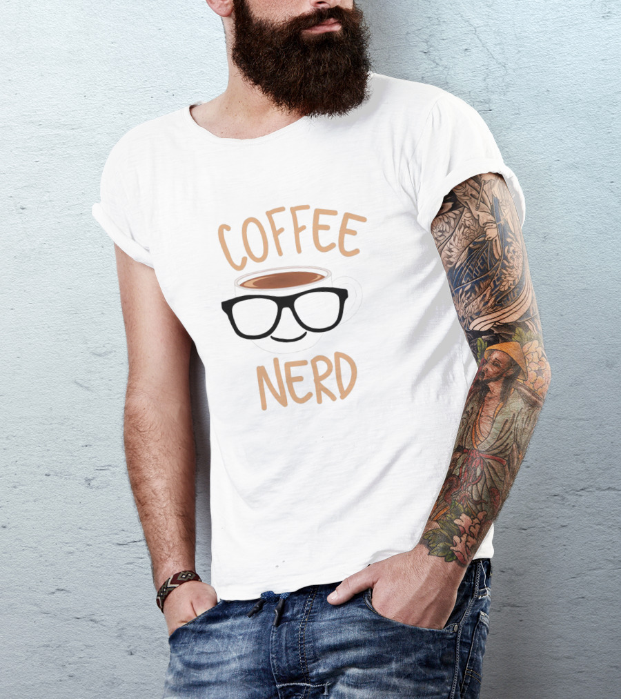Coffee Nerd Funny Glasses Coffee Mug Face T-Shirt