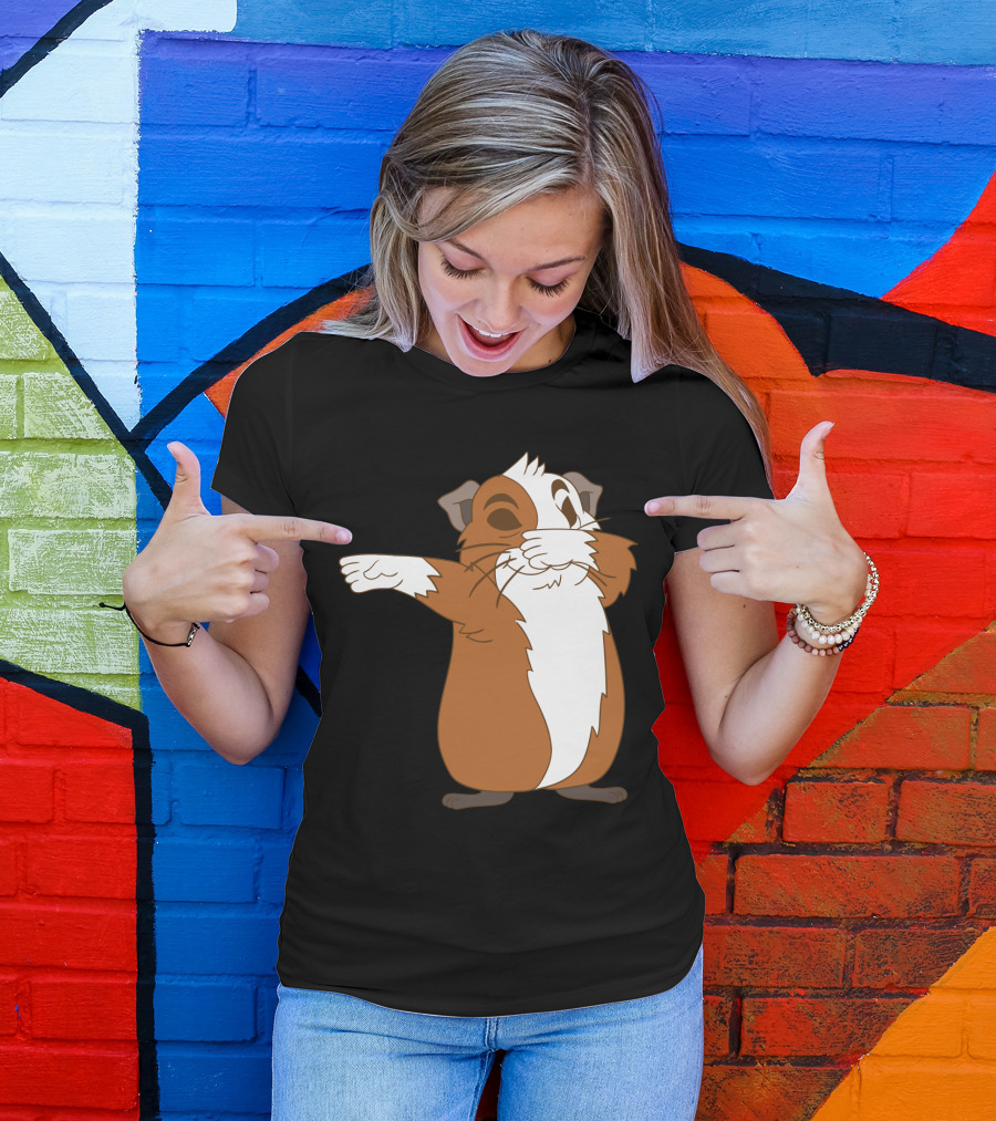 Guinea Pig Dabbing Pose Brown And White Animal Dance Move T-Shirt