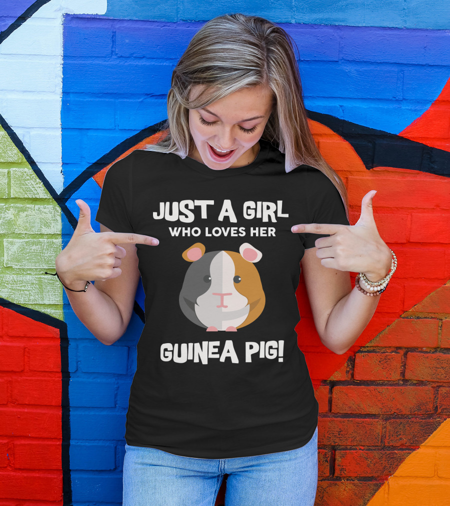 Passionate Girl Proudly Cherishes Her Adorable Guinea Pig T-Shirt