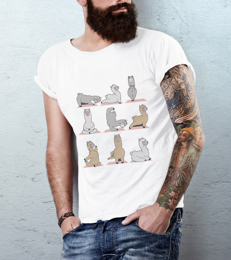 Yoga Poses With Adorable Llamas T-Shirt
