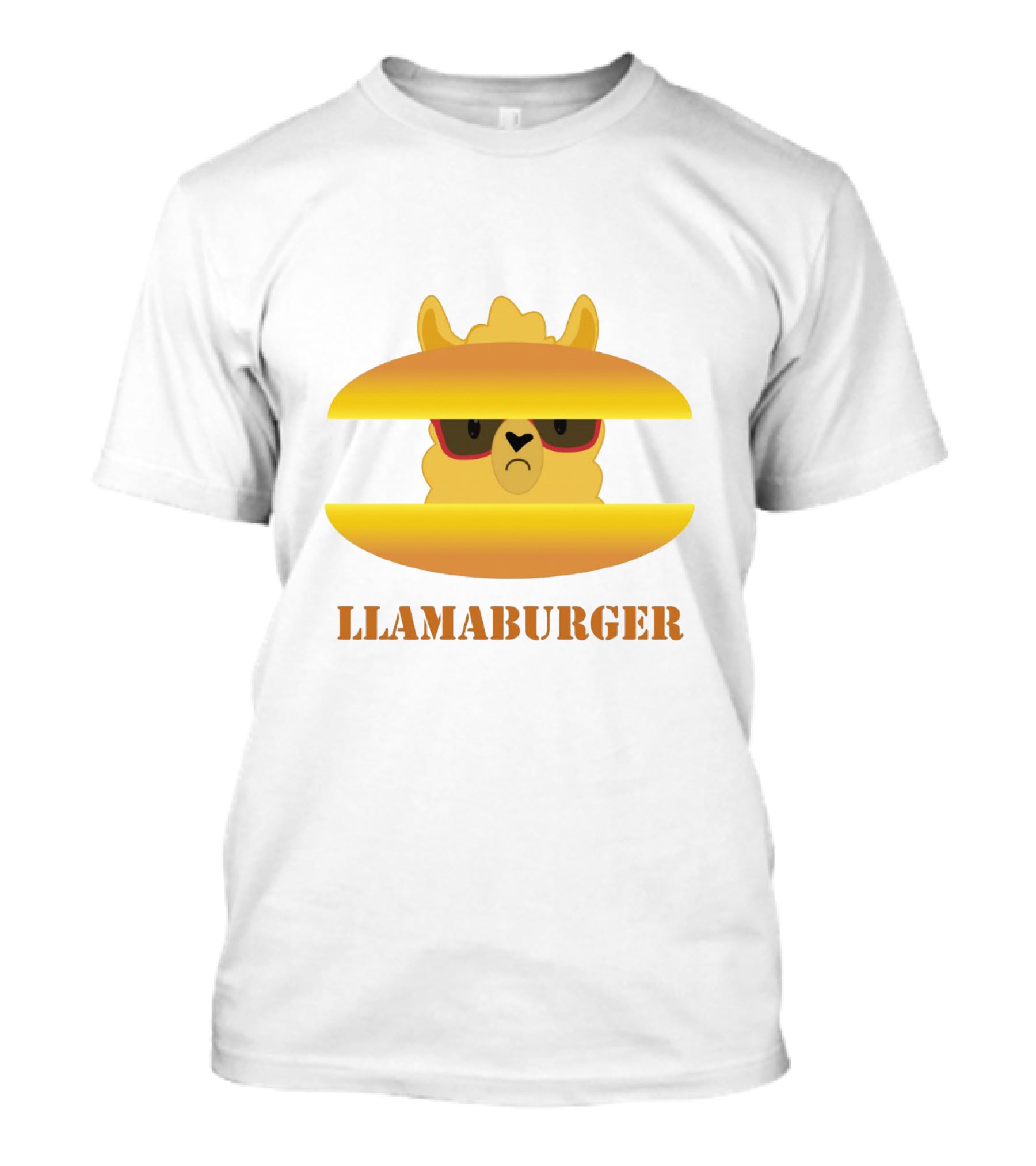 LLAMABURGER Sad Llama With Glasses Between Burger Pieces T-Shirt