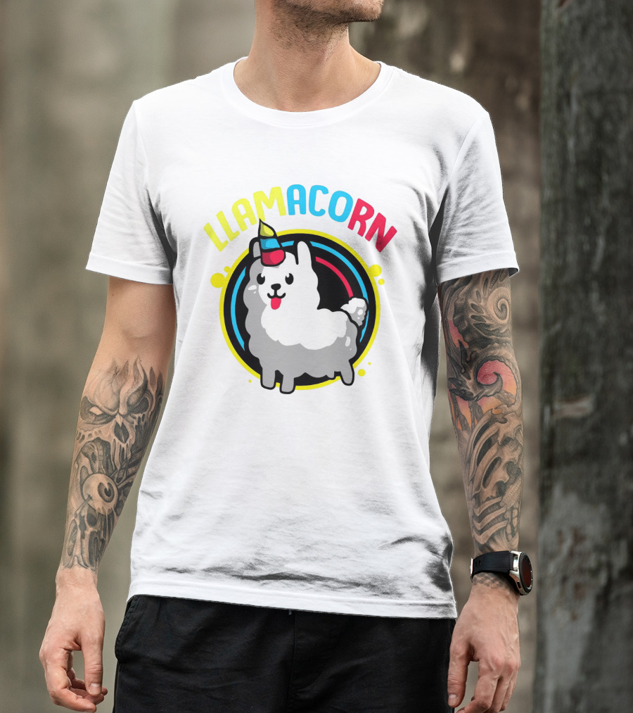 Llamacorn Charming Cute Alpaca With Rainbow Horn T-Shirt