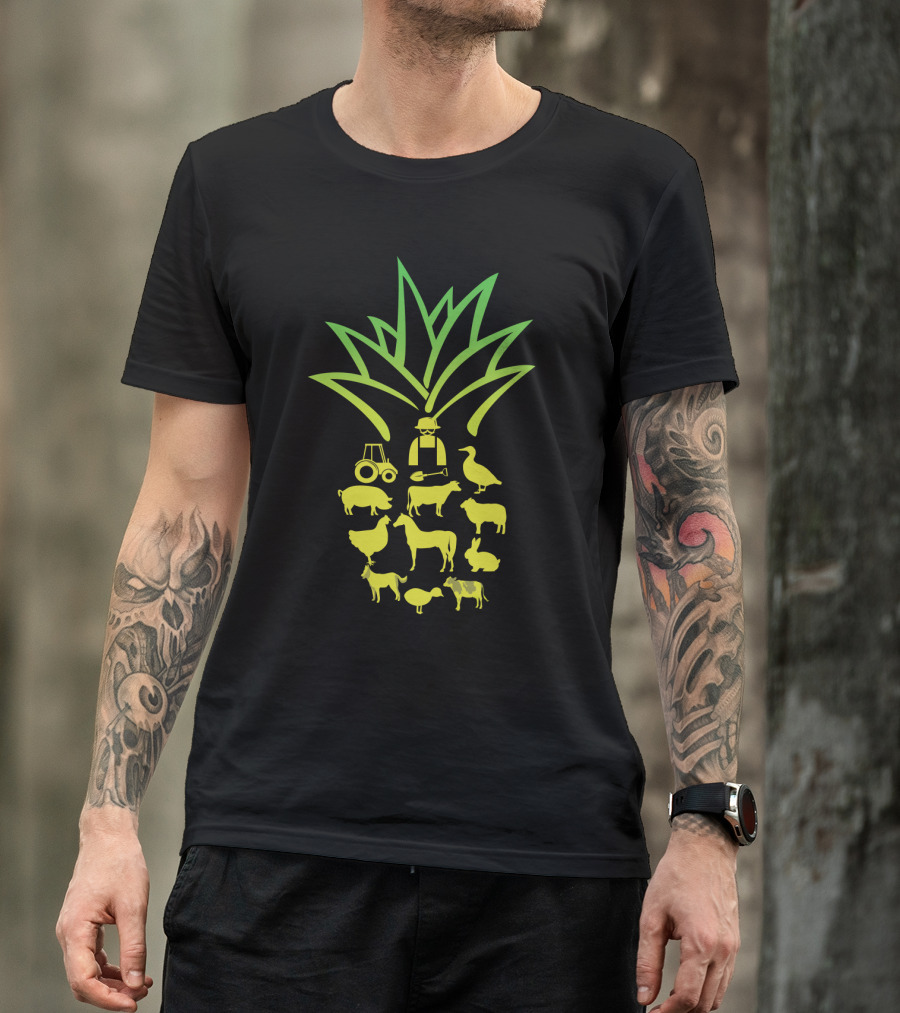 Farmer Pineapple Tractor Animals Agriculture T-Shirt