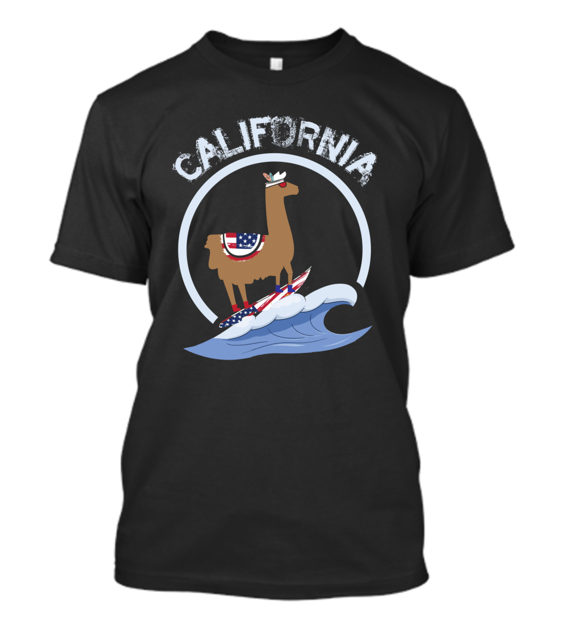 California 4th Of July Surfing Llama T-Shirt
