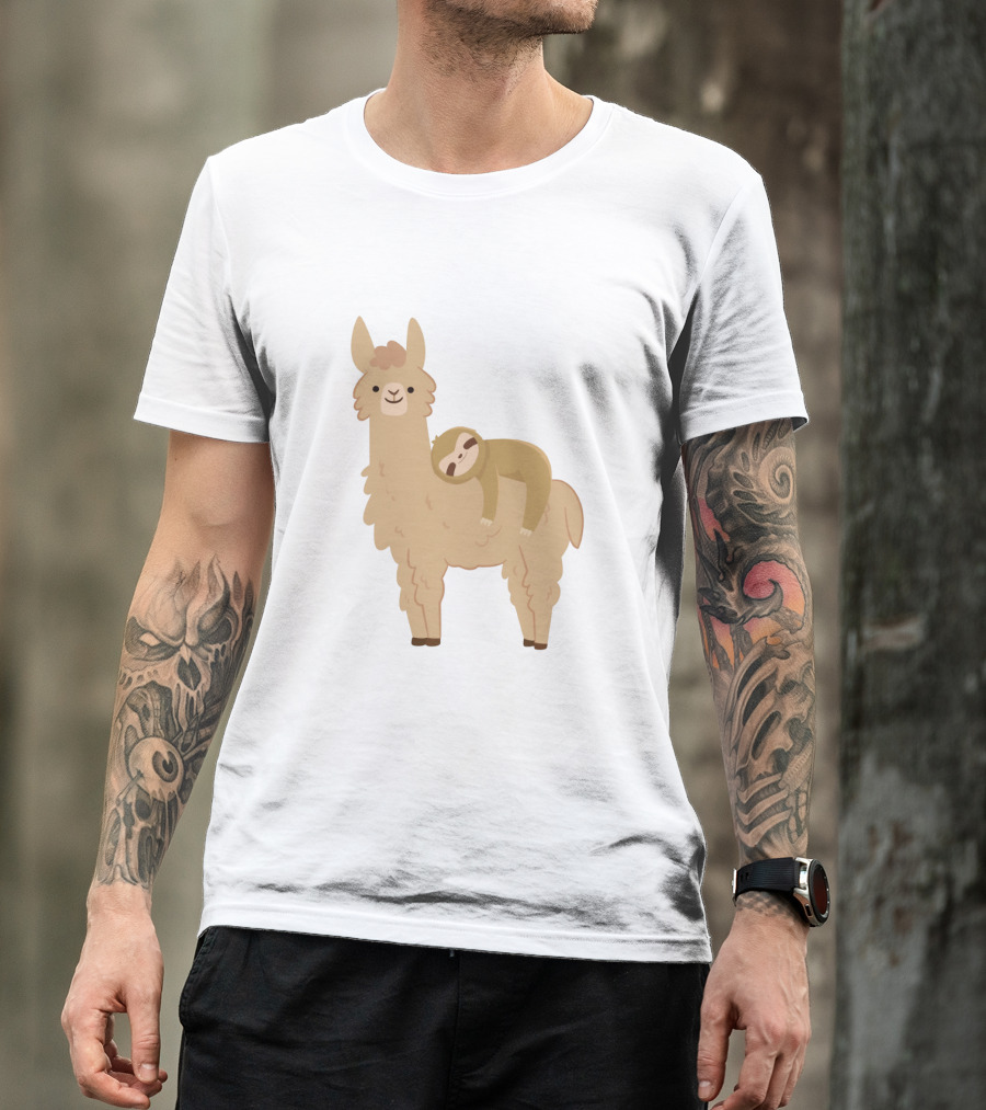 Cute Sleepy Sloth And Llama Duo T-Shirt