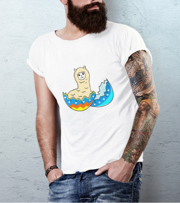 Llama Hatching From Easter Egg T-Shirt