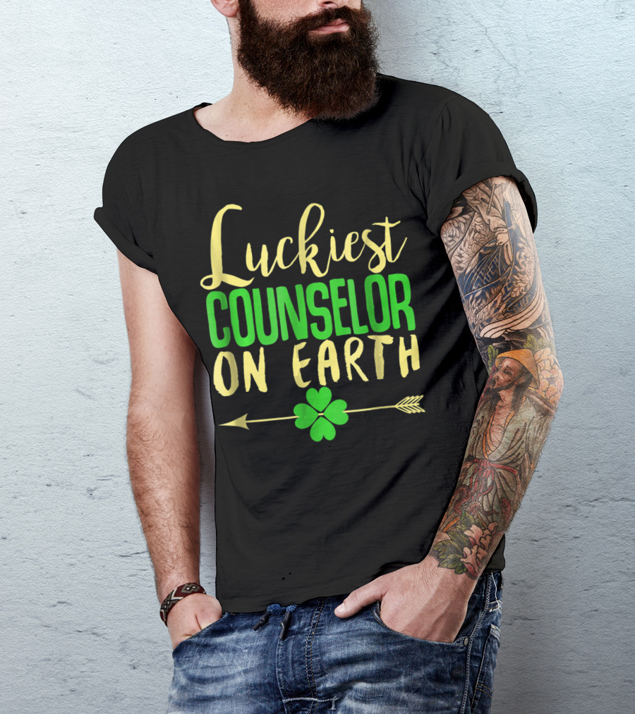 Luckiest Counselor On Earth Lucky School Shamrock Arrow T-Shirt