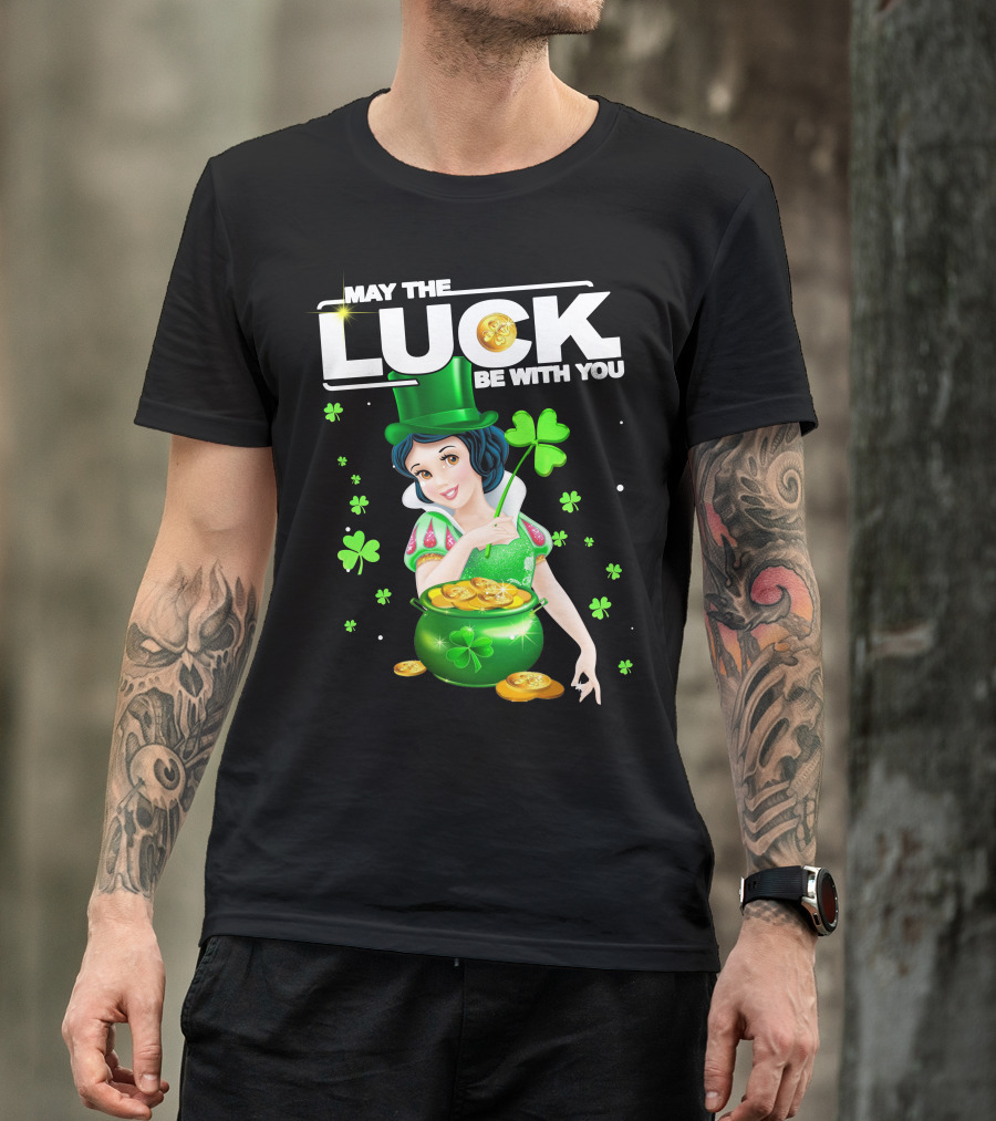 May The Luck Be With You Snow White Pot Of Gold And Shamrocks T-Shirt