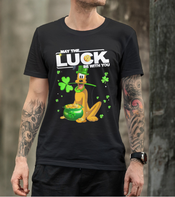 May The Luck Be With You Pluto St. Patrick's Day Coins And Shamrocks T-Shirt