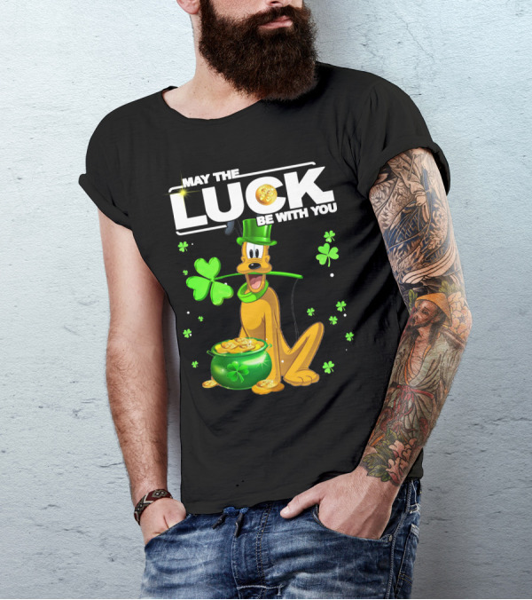 May The Luck Be With You Pluto St. Patrick's Day Coins And Shamrocks T-Shirt