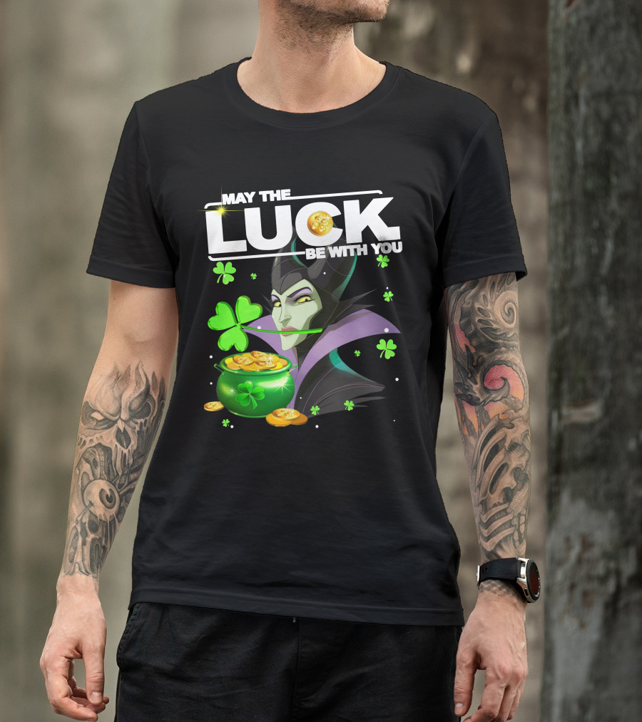 MAY THE LUCK BE WITH YOU Maleficent Shamrock Coins T-Shirt
