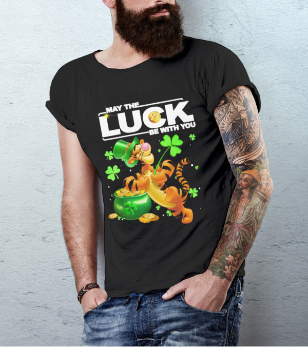 May The Luck Be With You Tigger With Pot Of Gold And Shamrocks T-Shirt