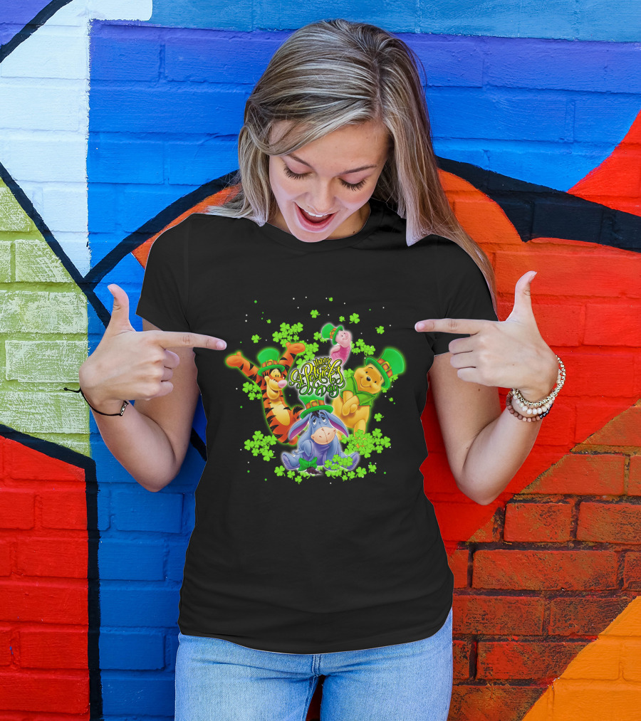 Happy St. Patrick's Day Winnie The Pooh Tigger Eeyore Piglet T-Shirt