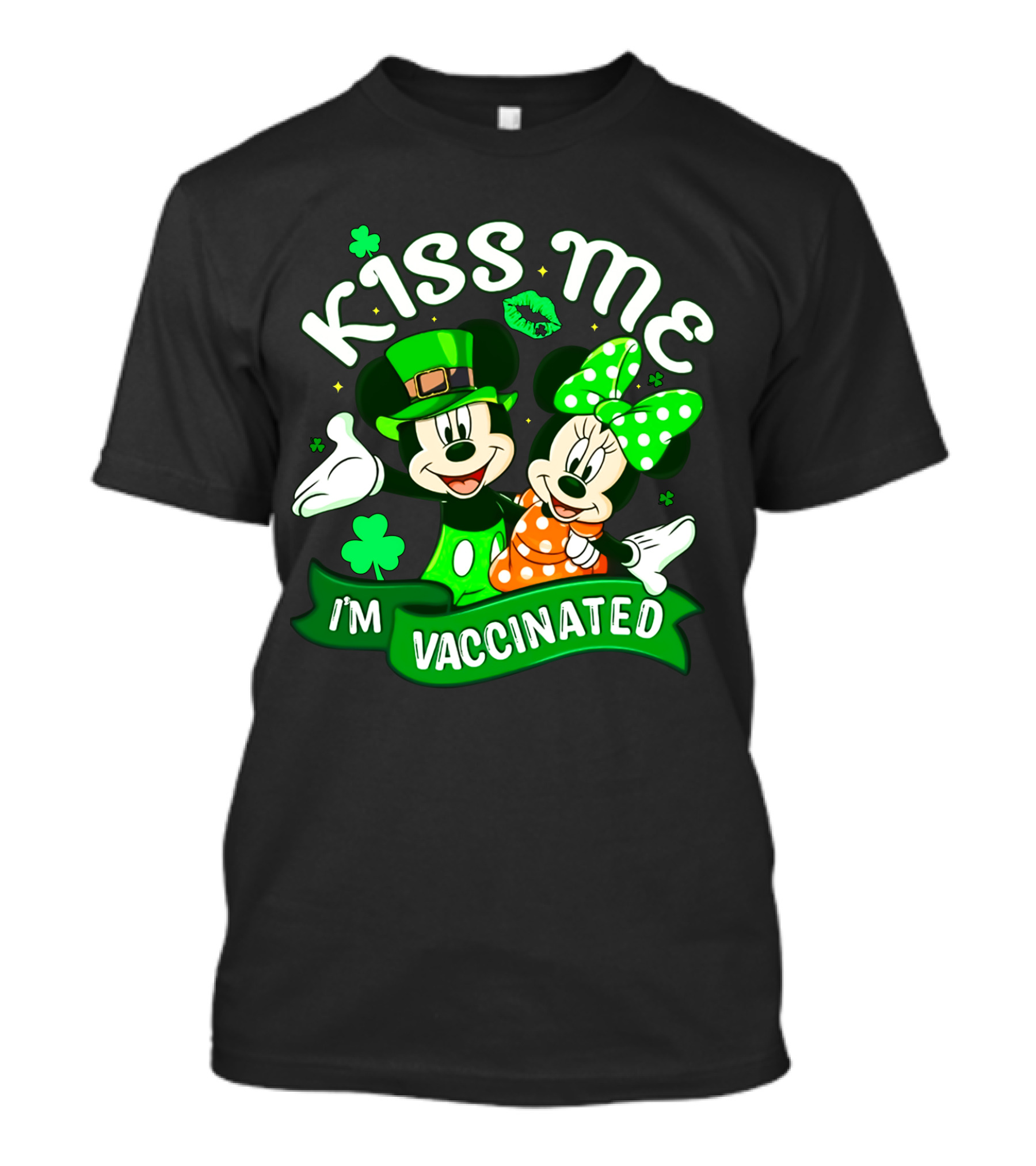 Kiss Me I'm Vaccinated St. Patrick's Day Mickey Minnie T-Shirt