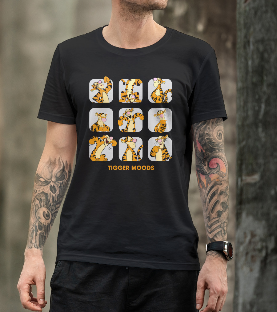TIGGER MOODS EXPRESSIONS CARTOON CHARACTER BLOCKS T-Shirt