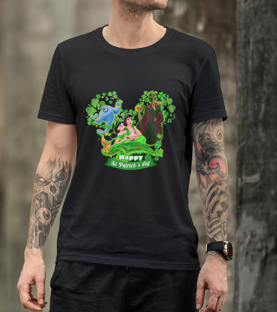 Happy St Patrick's Day Aladdin Jasmine Genie Jafar T-Shirt