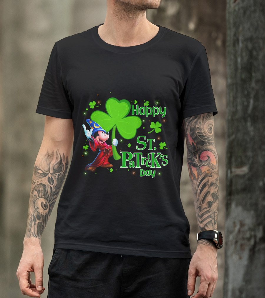 Sorcerer Mickey Happy St. Patrick's Day Shamrock T-Shirt