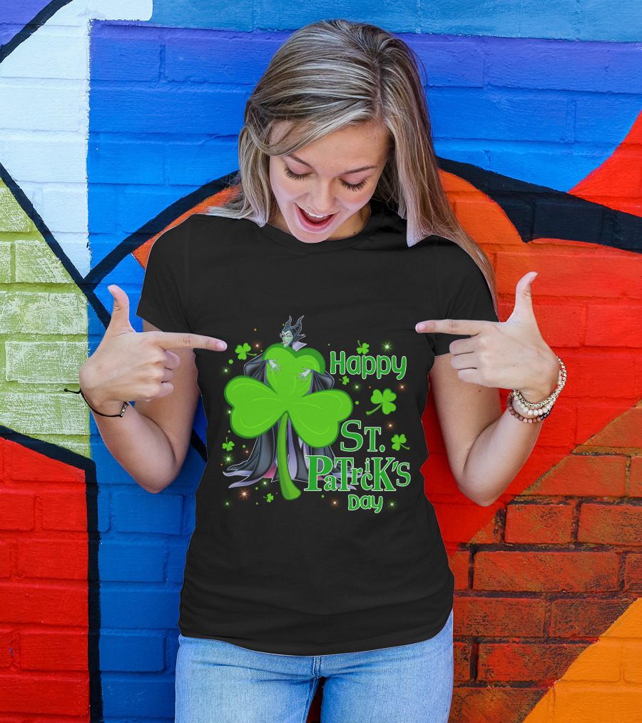 Happy St. Patrick's Day Maleficent Cloaked In Shamrock T-Shirt