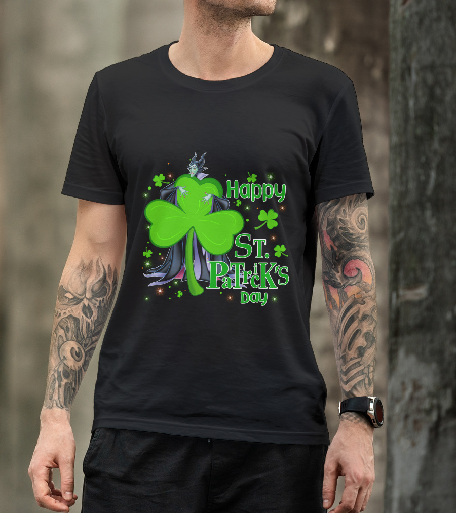 Happy St. Patrick's Day Maleficent Cloaked In Shamrock T-Shirt