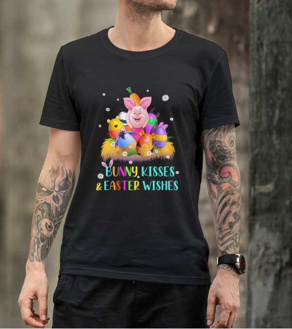 Bunny Kisses And Easter Wishes Piglet Eggs T-Shirt