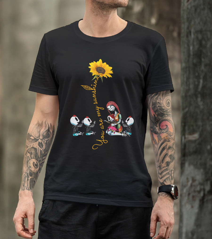 3 Boys 1 Girl You Are My Sunshine Skeletons Sunflower Inspiration T-Shirt