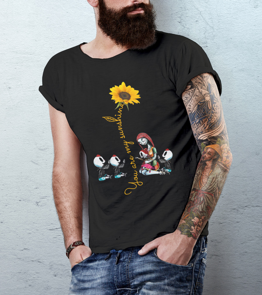 3 Boys 1 Girl You Are My Sunshine Skeletons Sunflower Inspiration T-Shirt