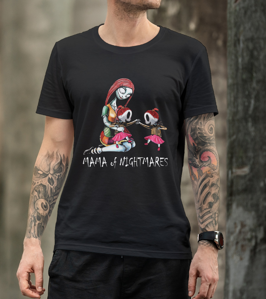 Mama Of Nightmares With Spooky Twin Girls T-Shirt