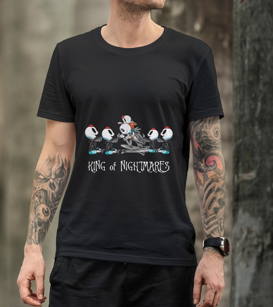 King Of Nightmares With Five Skeleton Boys Red Hats T-Shirt