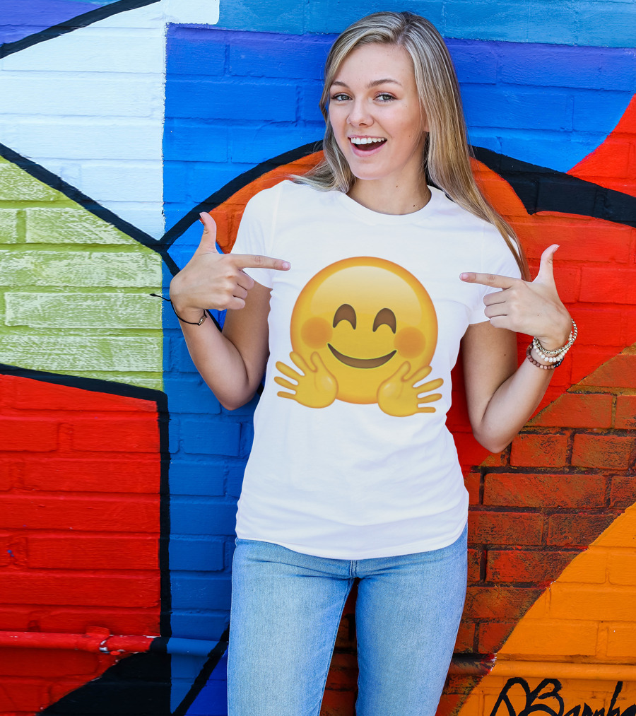 Hugging Face Smiley Emoji With Hands T-Shirt