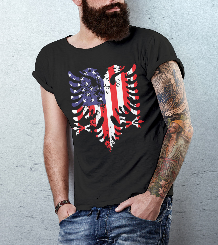 Albanian Eagle American Flag USA Albania Iconic T-Shirt