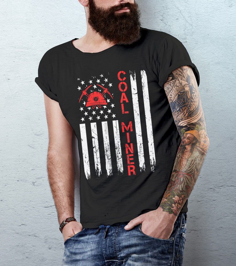 Coal Miner American USA Flag Tough Worker T-Shirt