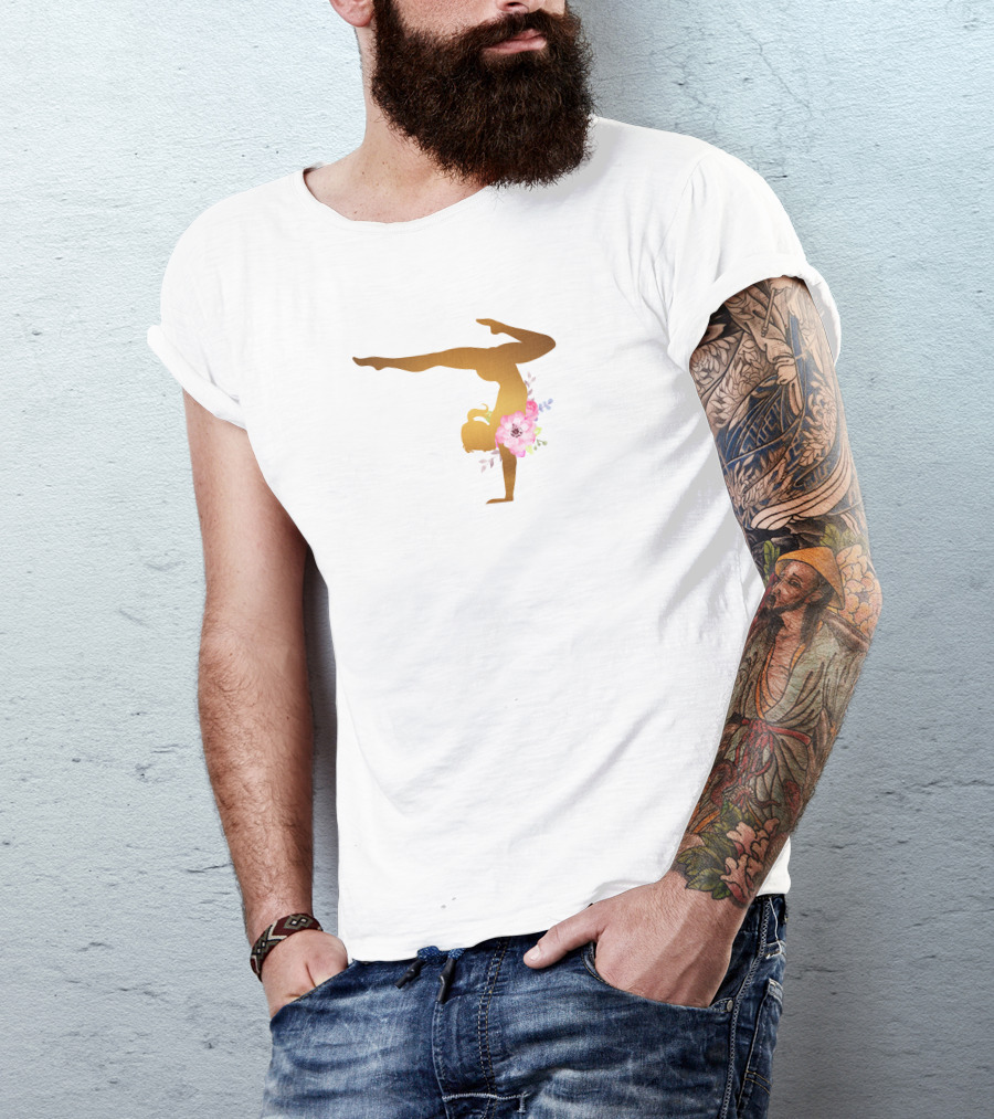 Gymnastics Floral Balance Artistry T-Shirt