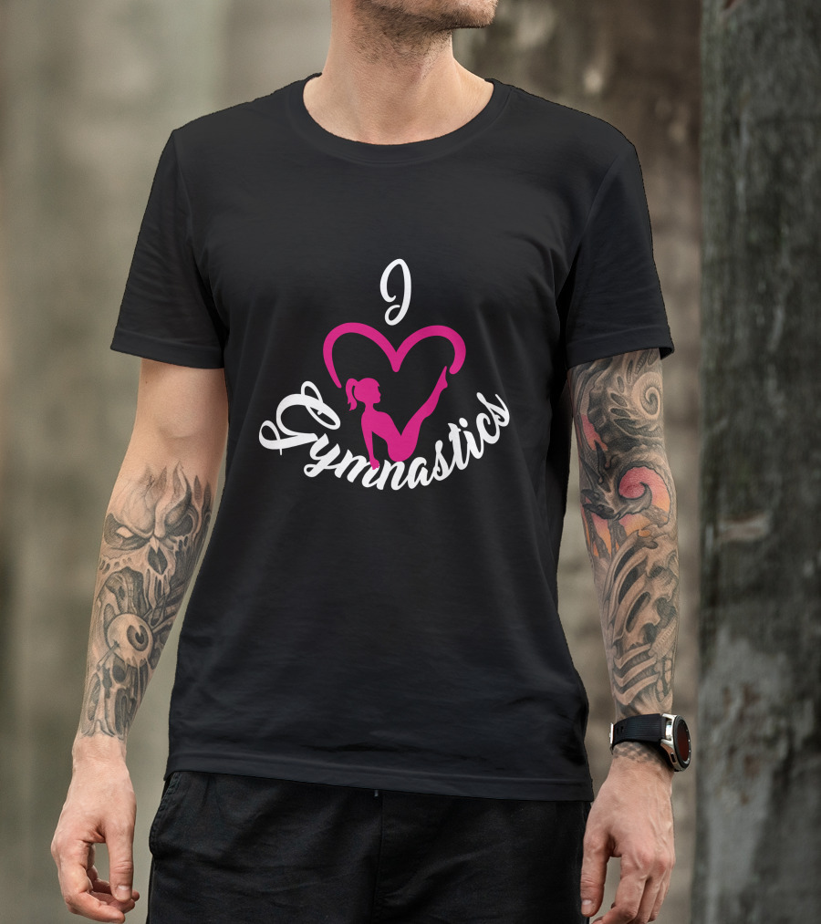 I Love Gymnastics Pink Heart T-Shirt