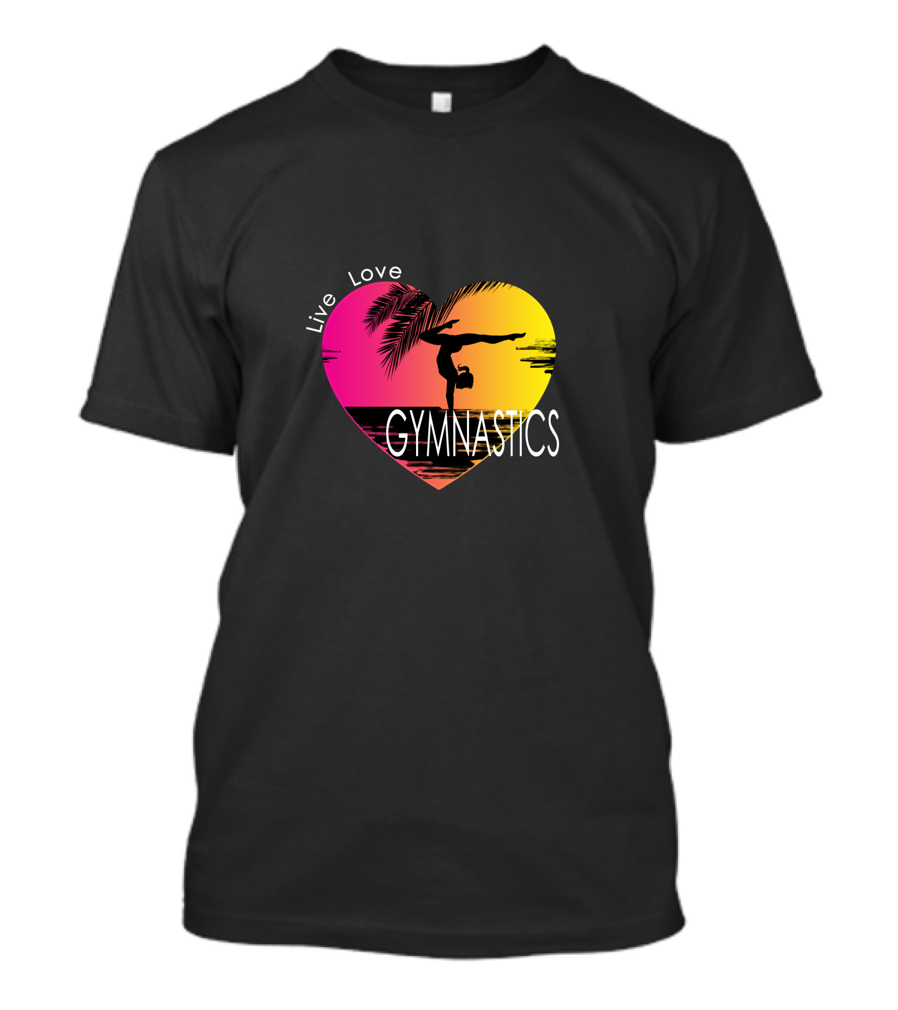 Live Love Gymnastics Heart Sunset T-Shirt