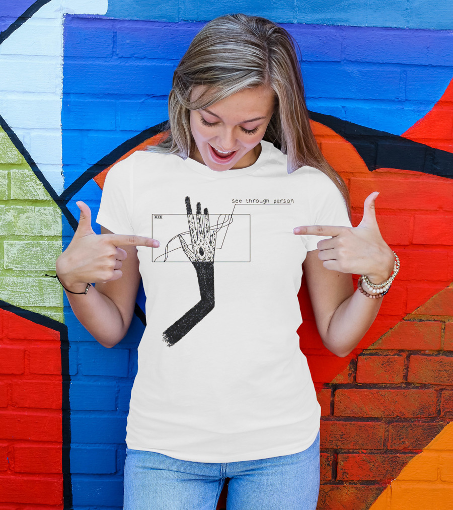 See Through Person Hand Illustration With Void Design And Abstract Lines T-Shirt