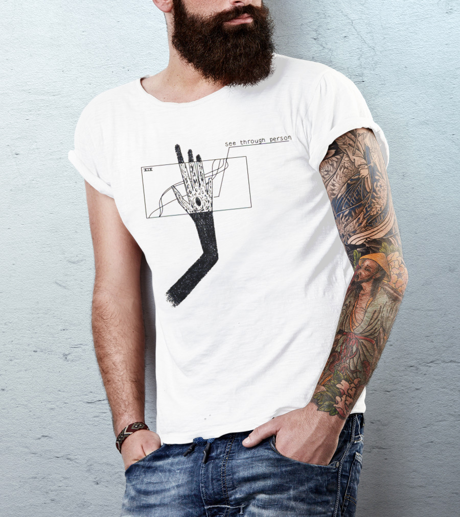 See Through Person Hand Illustration With Void Design And Abstract Lines T-Shirt