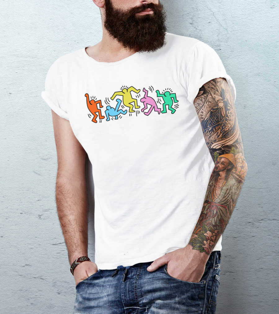 Keith Haring Vibrant Dancing Figures T-Shirt