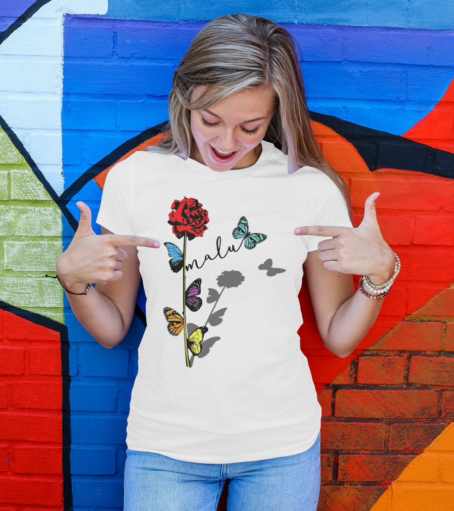 Malu Red Rose Butterflies T-Shirt