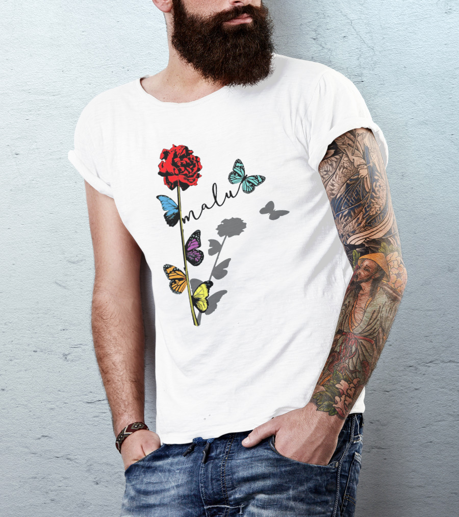 Malu Red Rose Butterflies T-Shirt