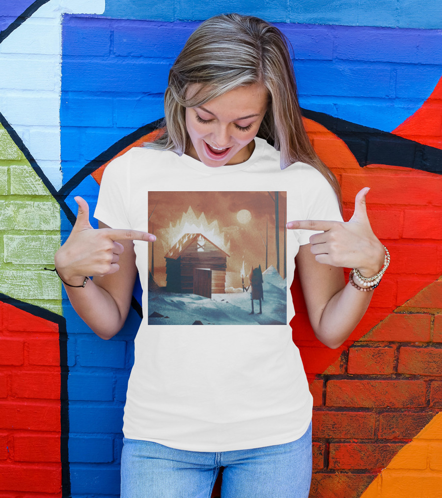 Galleons Merch Cabin Under Twilight With Frozen Forest And Firelight T-Shirt