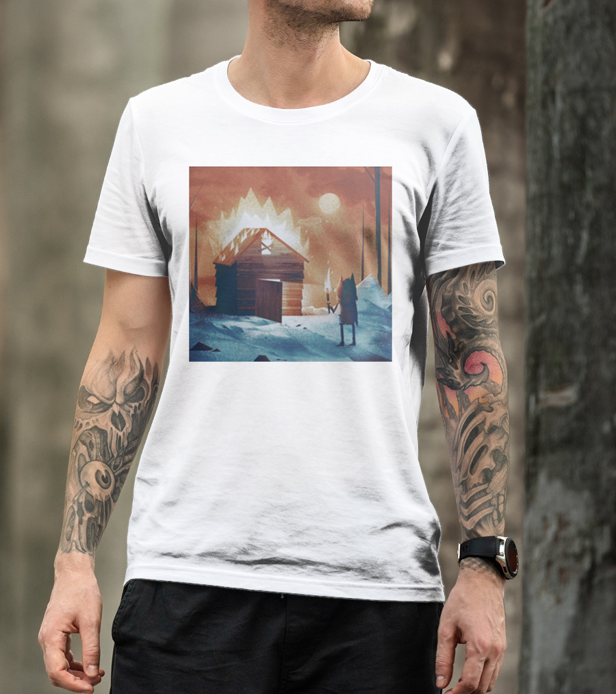 Galleons Merch Cabin Under Twilight With Frozen Forest And Firelight T-Shirt