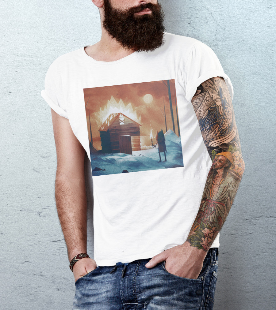 Galleons Merch Cabin Under Twilight With Frozen Forest And Firelight T-Shirt