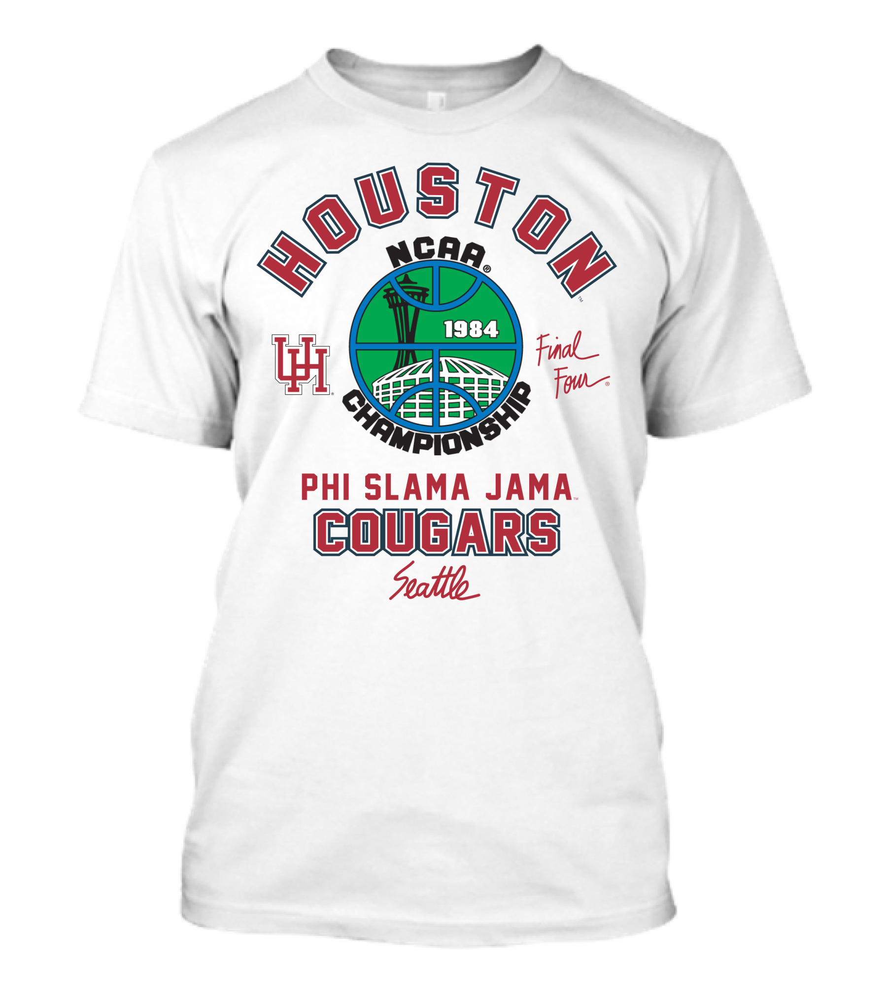 Houston NCAA Championship 1984 Phi Slama Jama Cougars Final Four Seattle T-Shirt