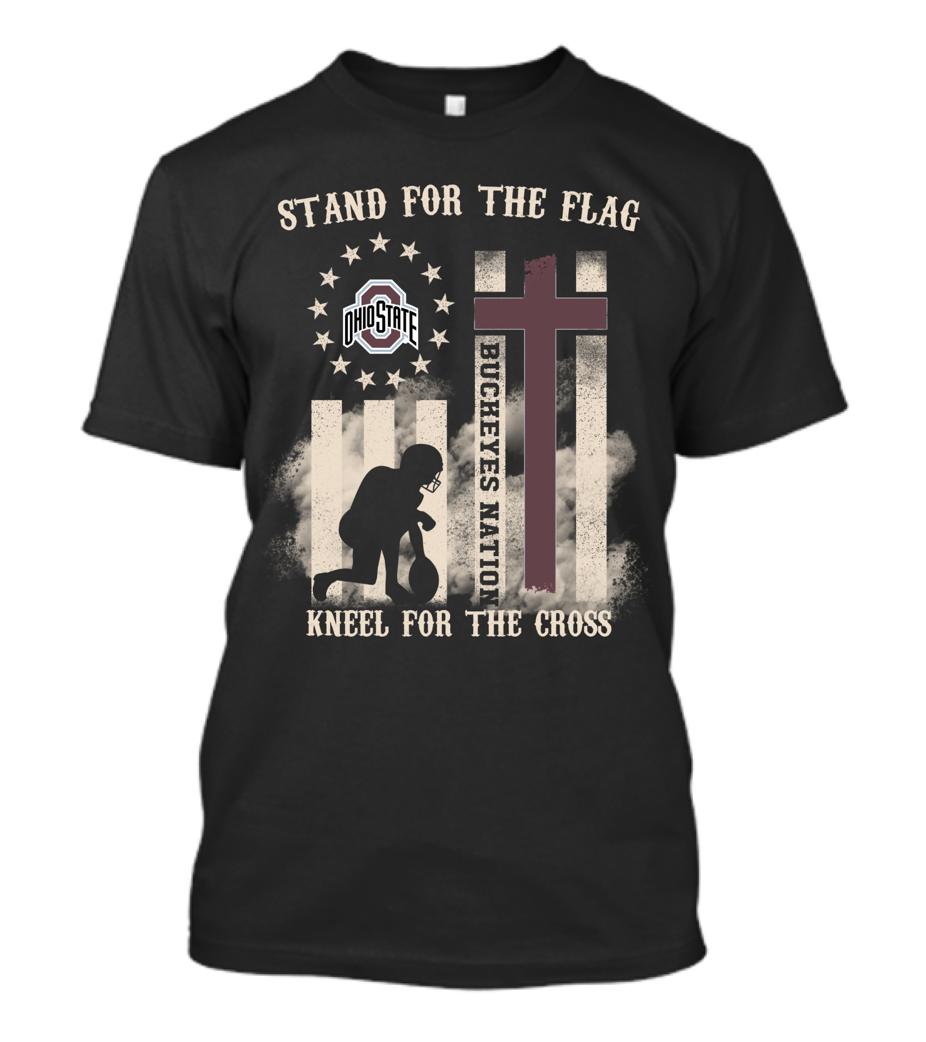Stand For The Flag Kneel For The Cross Ohio State Buckeyes Nation T-Shirt