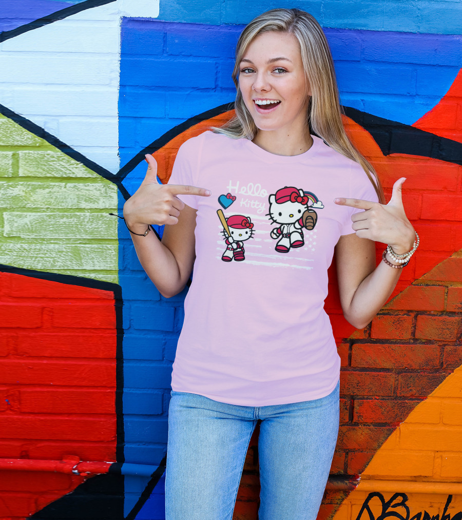 Hello Kitty Baseball American Flag Theme For Fans T-Shirt