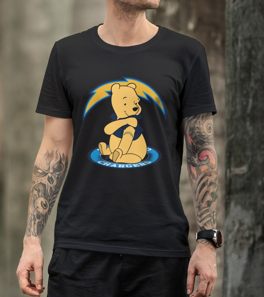 Pooh Chargers Crossover With NFL Lightning T-Shirt