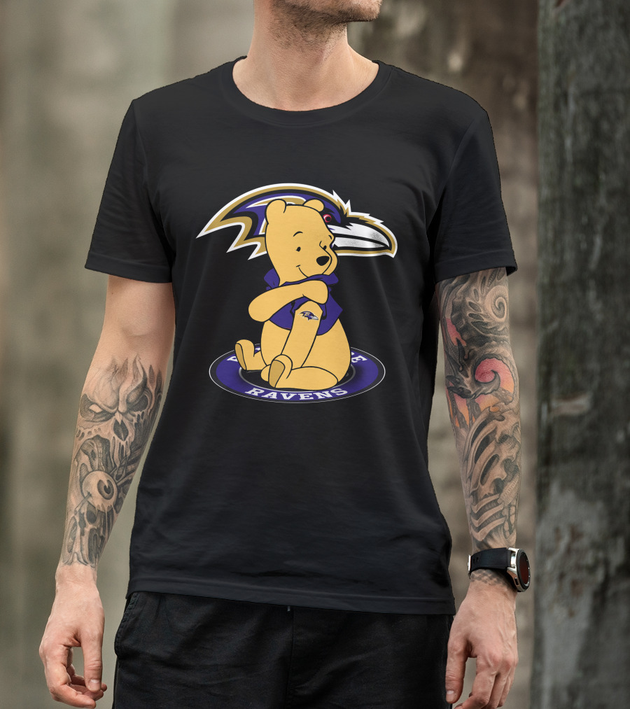 Winnie Pooh Baltimore Ravens Crossover T-Shirt