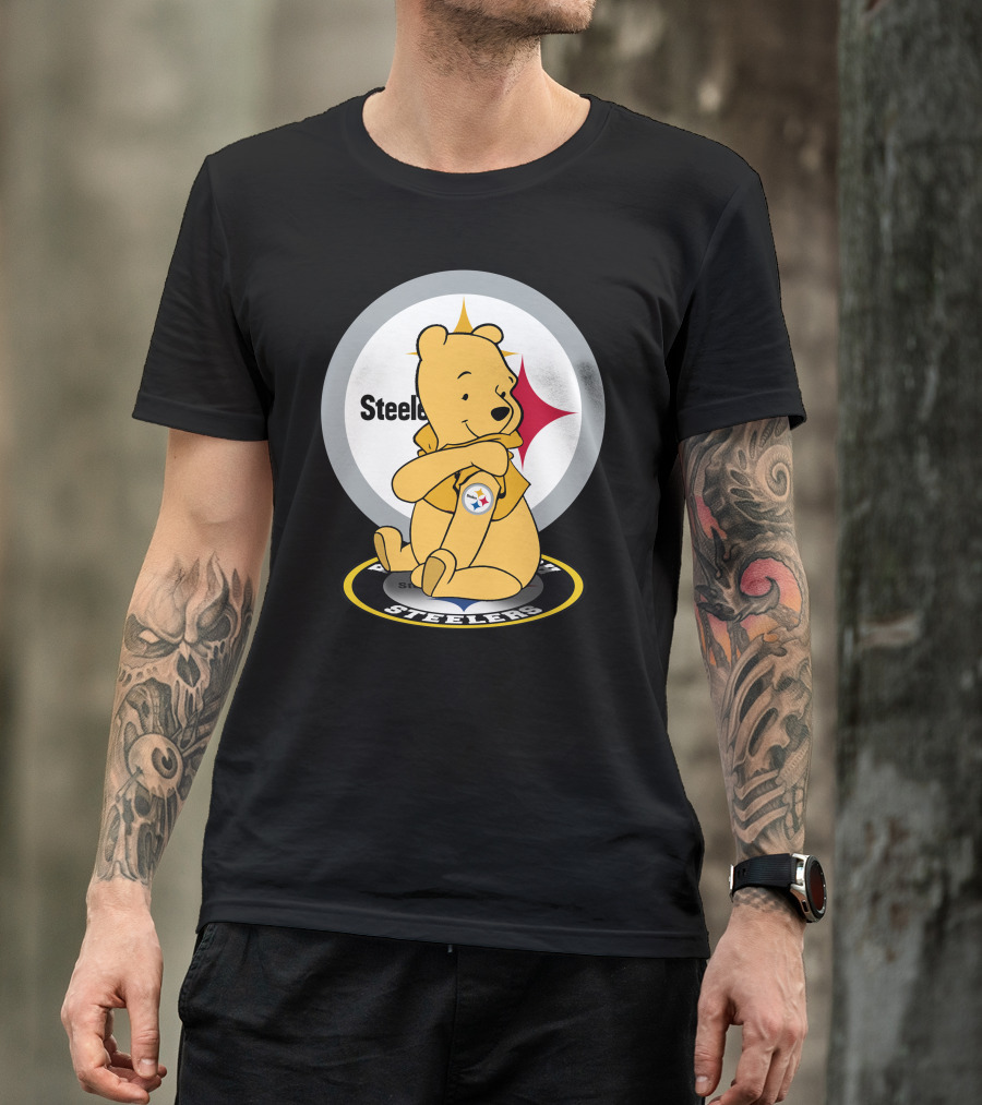 Steelers Pooh Sitting With Steelers T-Shirt