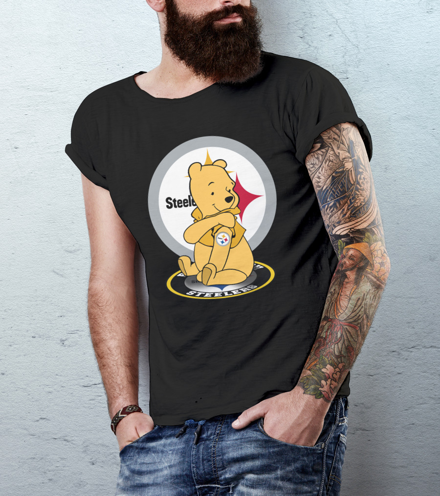 Steelers Pooh Sitting With Steelers T-Shirt
