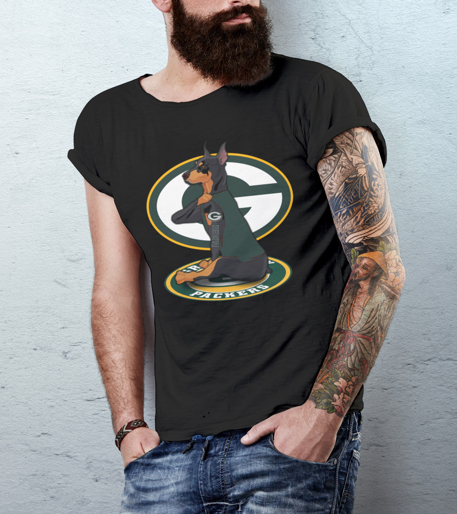 Dobermann Packers Dog Green Bay T-Shirt